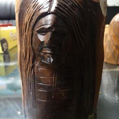 Ironwood Native American Carved bust- Approx 6  ta ...