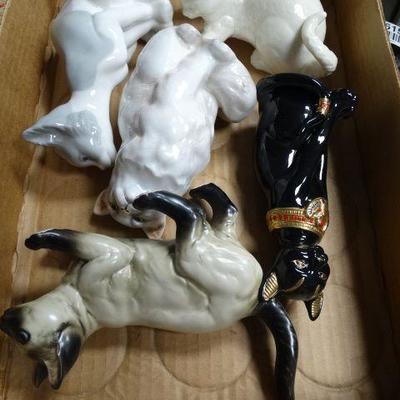 5 various cat figurines-