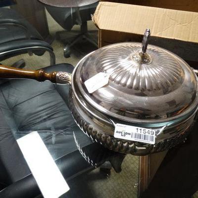 Large silver plate server w dish & lid