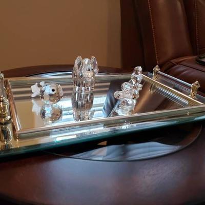 Swarovski crystal pieces and glass tray
