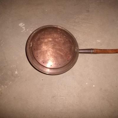 Large copper bed warmer