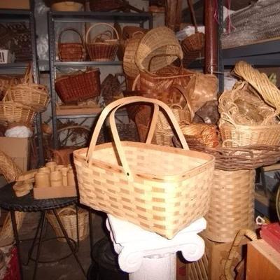 Assortment of handmade baskets and rustic baskets