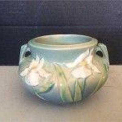 Iris Jardiniere Roseville Pottery Vase
