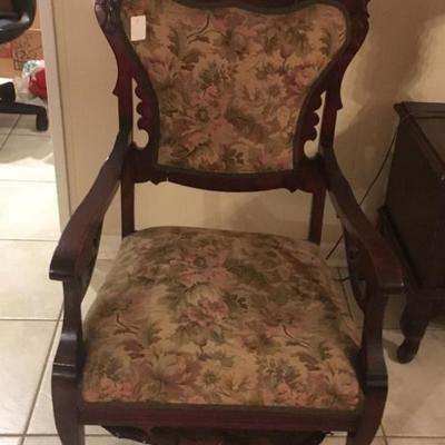 Eastlake Victorian Carved Mahogany Upholstered Master / Captain Side Chair RR1004 https://www.ebay.com/itm/113387794682