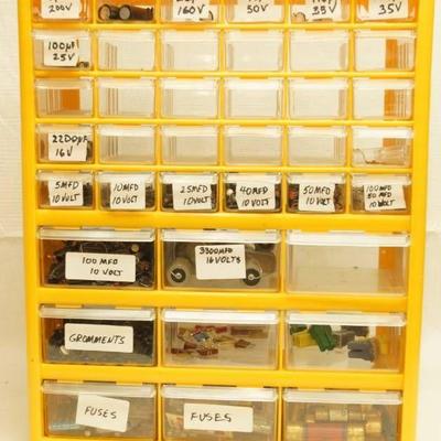 Yellow Small Parts Organizer with Electronic Compo ...