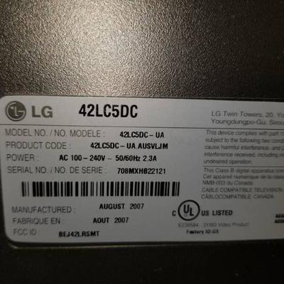 42 LCD LG T.V. with Remote Model 42LC5DC.....