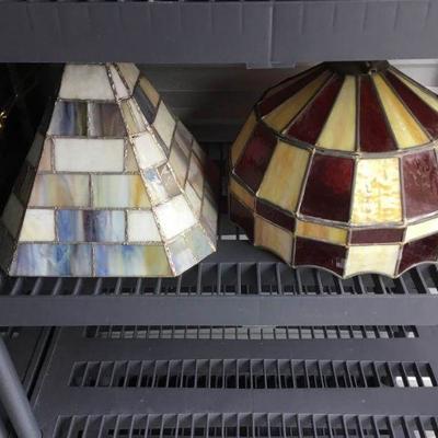 Two Vintage Leaded Glass Lamps #1