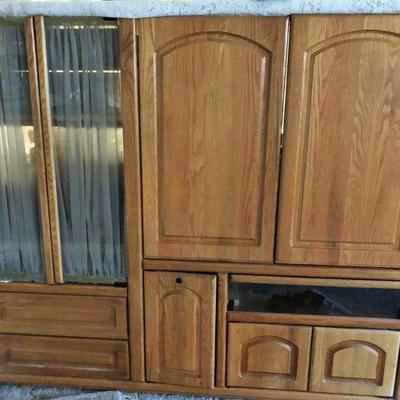 Solid Wood Entertainment Center with tons of storage. 