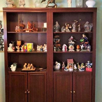Cherry Bookcase/Display Case with storage shelves on the bottom 
