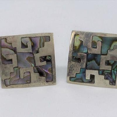 LOT 7 MEN'S VINTAGE MEXICO .925 STERLING SILVER + ABALONE CUFFLINKS
