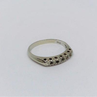 LOT 18 VINTAGE 14K WHITE GOLD BAND WITH MISSING STONES