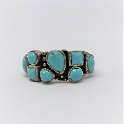 LOT 42 UNISEX .925 STERLING SILVER TURQUOISE RING