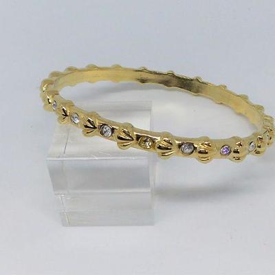 LOT 25 GOLD PLATE + CRYSTAL BANGLE BRACELET