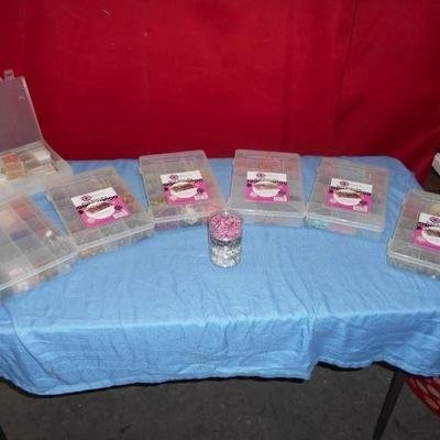 Eight Containers of Jewelry Making Supplies