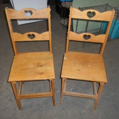 Wooden Chairs with Heart Motif