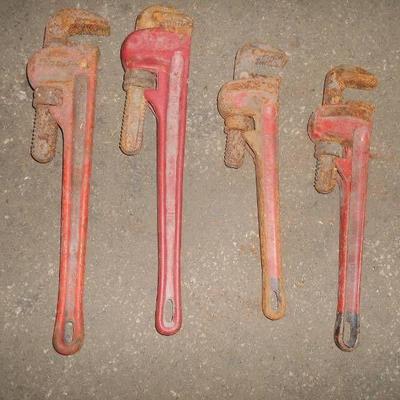 Four Vintage Pipe Wrenches