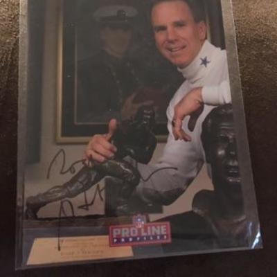 Roger staubach signed football card 1991 pro line