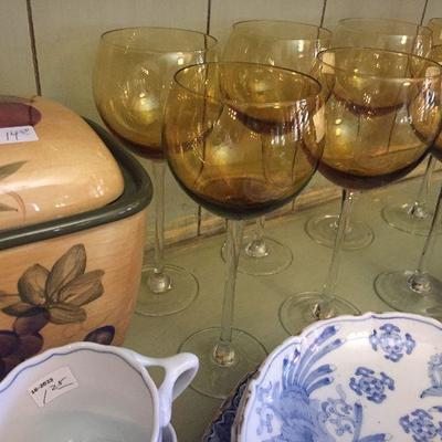 Large Amber Wine Glasses 