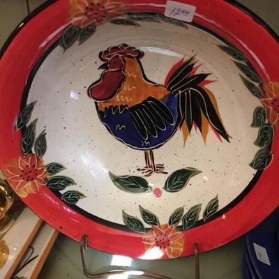Large Round Rooster Bowl 