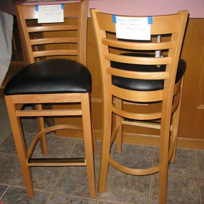 2 maple with leather seat stools   BUY THEM NOW  $ 85.00 each 