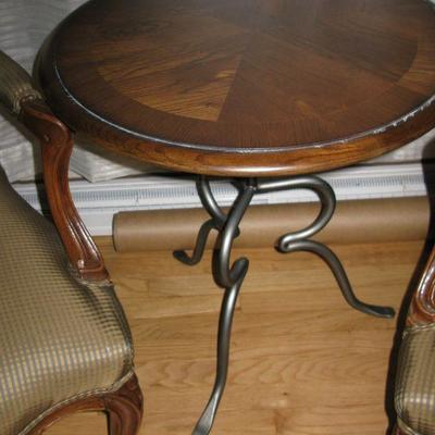 Universal Furniture iron base wood top table  BUY IT NOW $ 75.00