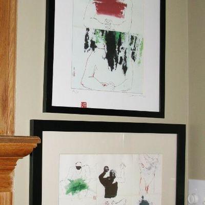 SUMI INK & OIL ART WORK  Q. JIANG   buy it now  6 panel   $ 65.00   and 2 panel buy it now  $ 65.00