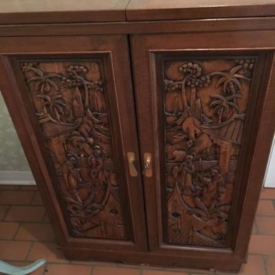 Beautiful Asian Inspired Cabinet that would work great as a Bar or Coffee Bar!