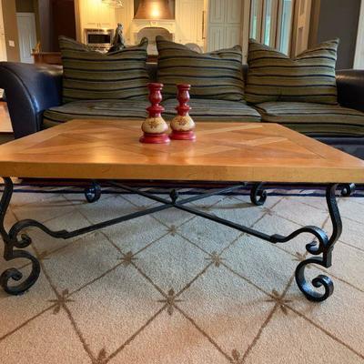 Wrought Iron Base Coffee Table 