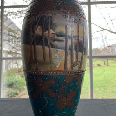 Antique Hand Painted Ceramic Vase 