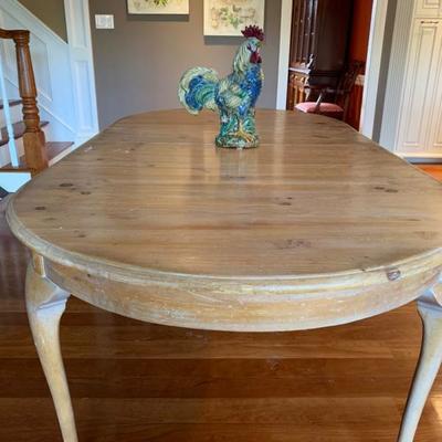Rustic Pine Dining Table with Cabriolet Legs 