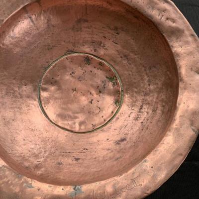 Hand Hammered Copper Bowl on Stand 
