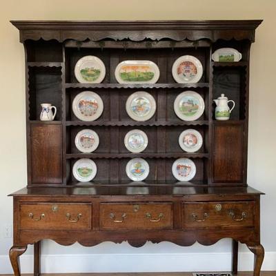 19th c French Country Stepback Cupboard Hutch