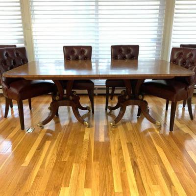 Baker Stately Homes Banded Double Pedestal Table