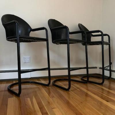 Leather Wrapped Counter Height Barstools