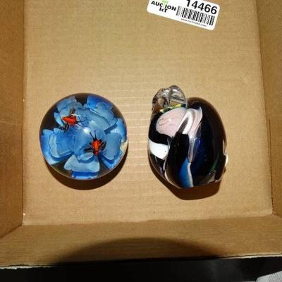 2 Glass Decorations Paperweights