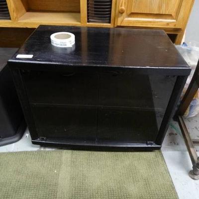 Black Wooden TV Stand with Glass Doors