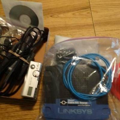 Canon camera, Cable dsl router, charger, etc.