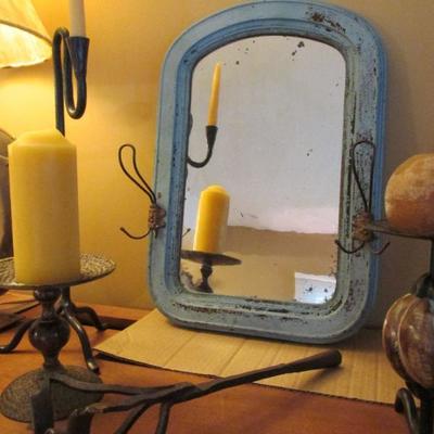 Antique branding iron and mirror