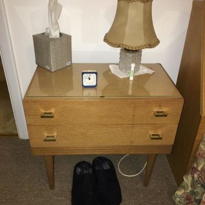 Night table with glass top