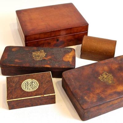 collection of interesting boxes, leather jewelry box