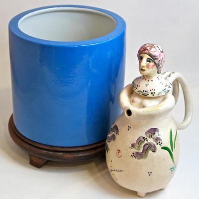 ceramic vessel and hand-made figural pitcher