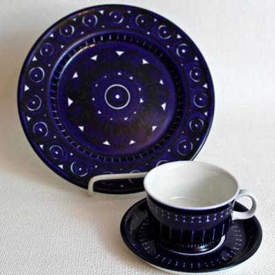 Arabia cups & saucers (6) & (2) plates painted by Ulla Procope