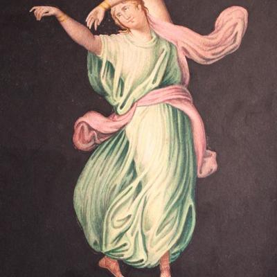 collection of unsigned watercolor and ink figures