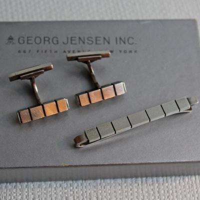 sterling cuff links and tie bar by Georg Jensen
