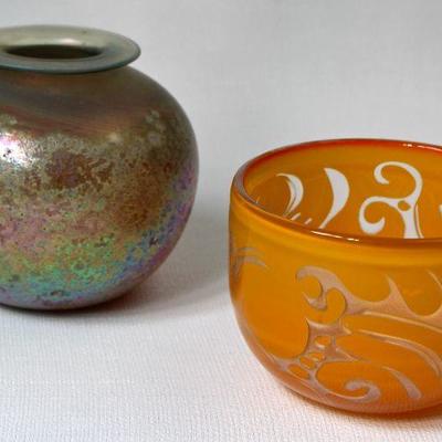 art glass, including carved bowl by Bertil Vallien