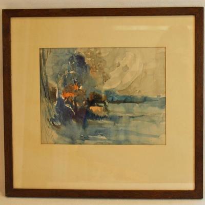 collection of original, framed art, including several watercolors