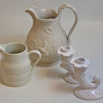 ceramic pitchers and candle holders