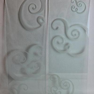 two etched clear glass panels, 9 5/8" x 25 1/2" each