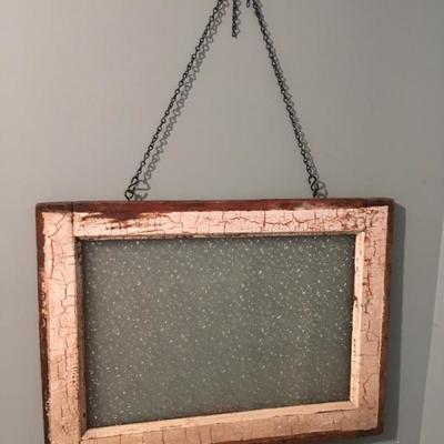 Glass framed hanging piece. 27 x 20 inches. $65. 