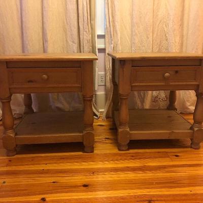 Pair of vintage pine side tables measuring 2’l x 2’w x 24”h inches. Selling $175 per table 